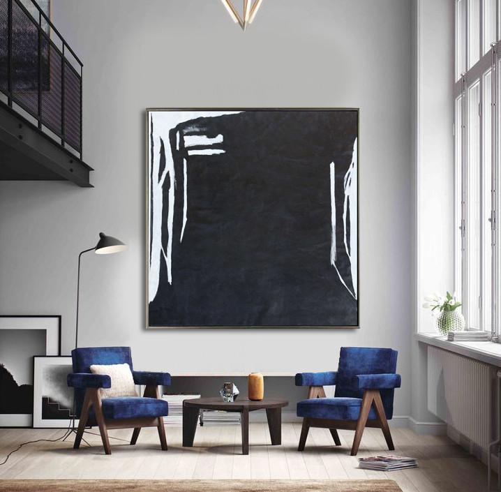 Minimal Black and White Painting #MN27A - Click Image to Close